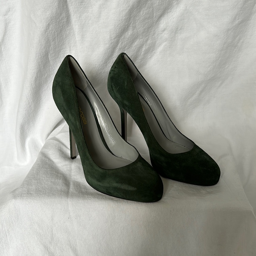 Brand New Sergio Rossi Stiletto Dark Green Pumps